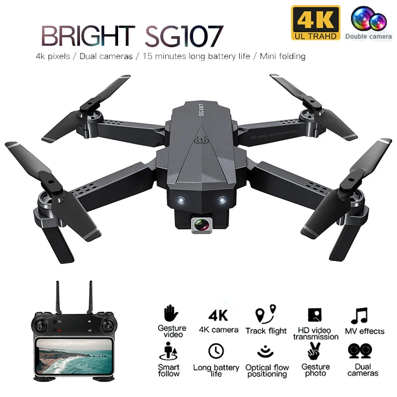 Мини-Дрон ZLRC SG107 с камерой 4K Wi-Fi 1080P FPV 2 4 ГГц Квадрокоптер оптическим потоком