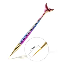 New 3 sizes available Colorful Fish Tail Design Nail Art Line Painting Pen Handy Crystal Acrylic Drawing Pen Mermaid Nail Tools 2