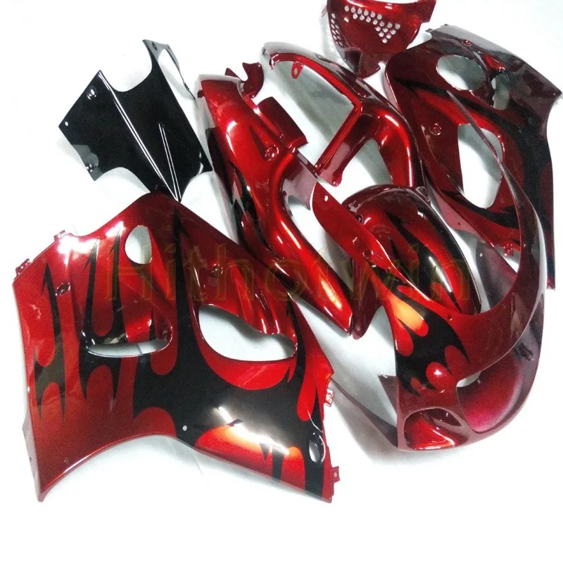 Пользовательские мотоцикла тюнинг-пакет для Suzuki GSXR600/750 1996 1997 1998 1999 2000 GSX-R600 GSX-R750 ABS Обтекатели+ винты+ черный Пламя - Цвет: O
