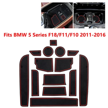 

Car inner Door Groove Mat For BMW 5 Series F18 F11 F10 2011 2012 2013 2014 2015 2016 Armrest box pad Cup Holde Gate slot pads