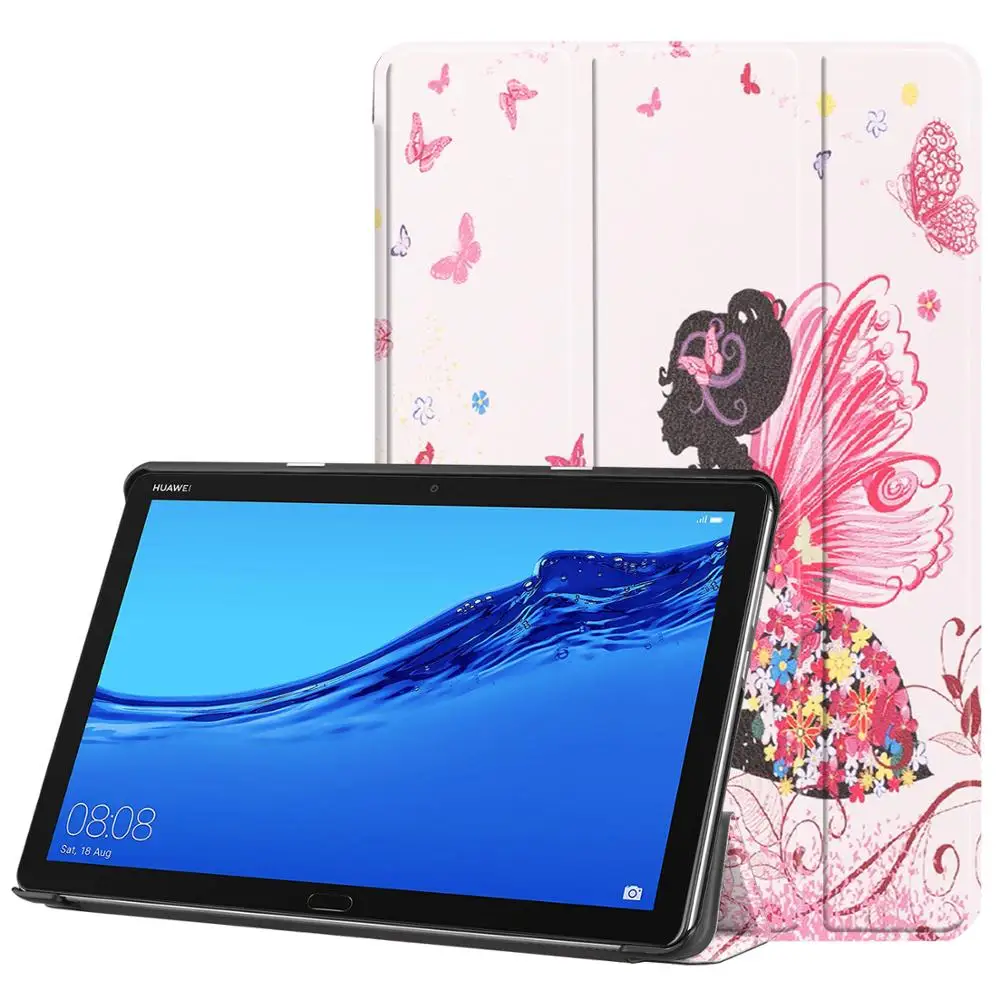 

Art Cartoon Graffiti Case For Huawei Mediapad M5 Lite Flip Trifold Stand Protective Tablet Cover Shockproof Shell