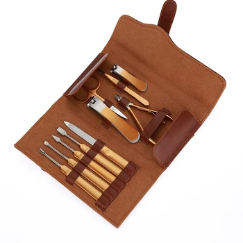 

10Pcs/Set Pro Multifuntion Nail Clipper Kit All for Pedicure Scissors Tweezer Knife Manicure Set Nail Art Tools with PU Bag-ABVP
