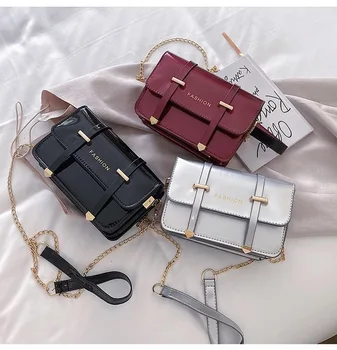 

Mini high-level sense chain double-sided solid color small bag female 2020 spring new fashion foreign style oblique shoulder bag