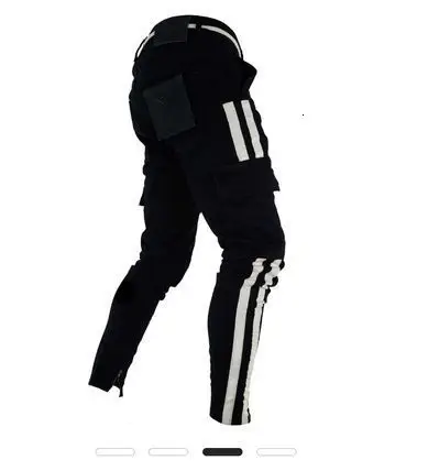 Side Braid Feet Pants Jeans For Man Slim Fit Black Causal Pencil Jeans Personality Ankle Zipper 3