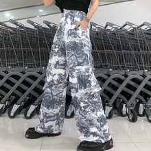 Lychee Харадзюку эластичная талия хит цвет женские брюки карман 3D принт животных летние женские брюки прямые широкие женские брюки