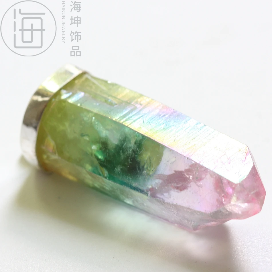 DIY Supply Metal Framed Natural Stone Pendant - Raw Point Charm (ZH894) | Украшения и аксессуары
