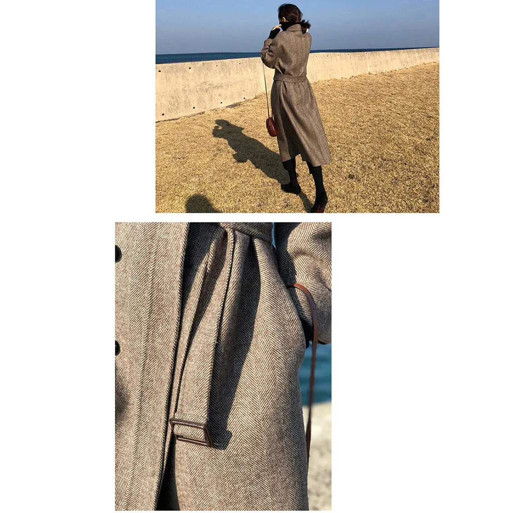 winter coat womens Winter Lapel Wool Coat Trench autumn Long Sleeve Overcoat Outwear manteau femme abrigos mujer invierno