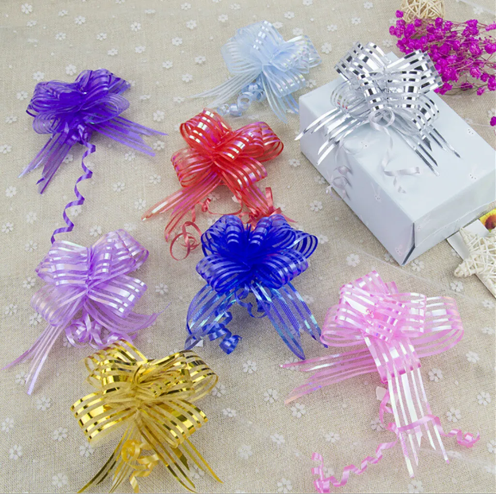 

25#Wedding Party Birthday Xmas Gift Wrapping Pull Flower Ribbon Gift Bow Packing Ribbon Bow