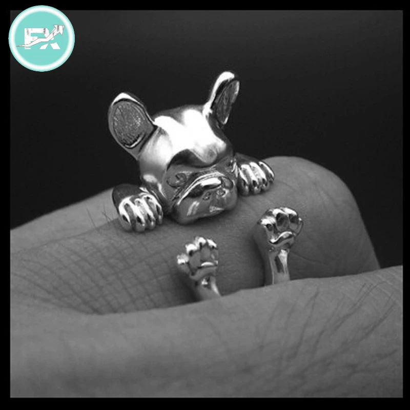 G.Sky (Acquista Uno Prendi Uno In Più Gratuitamente) Anello Bulldog Francese Formato Libero Hippie Animale Bulldog Anello Gioielli Per Gli Amanti Degl