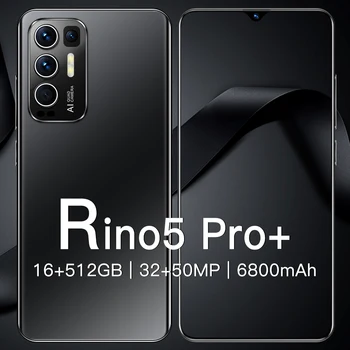 Brand New Rino5 Pro + smartfony 6800mAh 16 + 512GB 6 7 Cal telefony komórkowe 32MP + 50MP kamera HD Android11 Dual SIM telefony komórkowe tanie i dobre opinie elenxs Niewymienna CN (pochodzenie) Rozpoznawanie odcisków palców w ekranie Rozpoznawanie twarzy 48Mp SuperCharge english