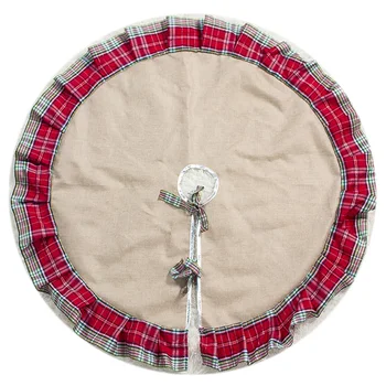 

Plaid Christmas Tree Skirt Ruffle Edge Xmas Tree Skirt Christmas Decorations for Home New Year Gifts