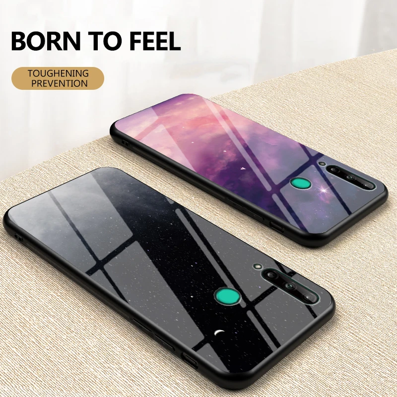 Case For Huawei Honor 9C 9A Starry Sky Tempered Glass Hard Plastic Back Phone Cover 9S funda | Мобильные телефоны и