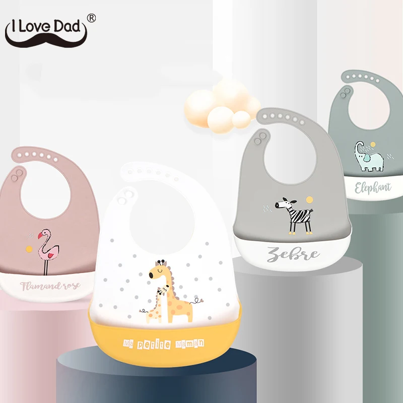 Bib Apron Feeding-Stuff Animal Adjustable Soft-Silicone Waterproof Kids Children Cartoon