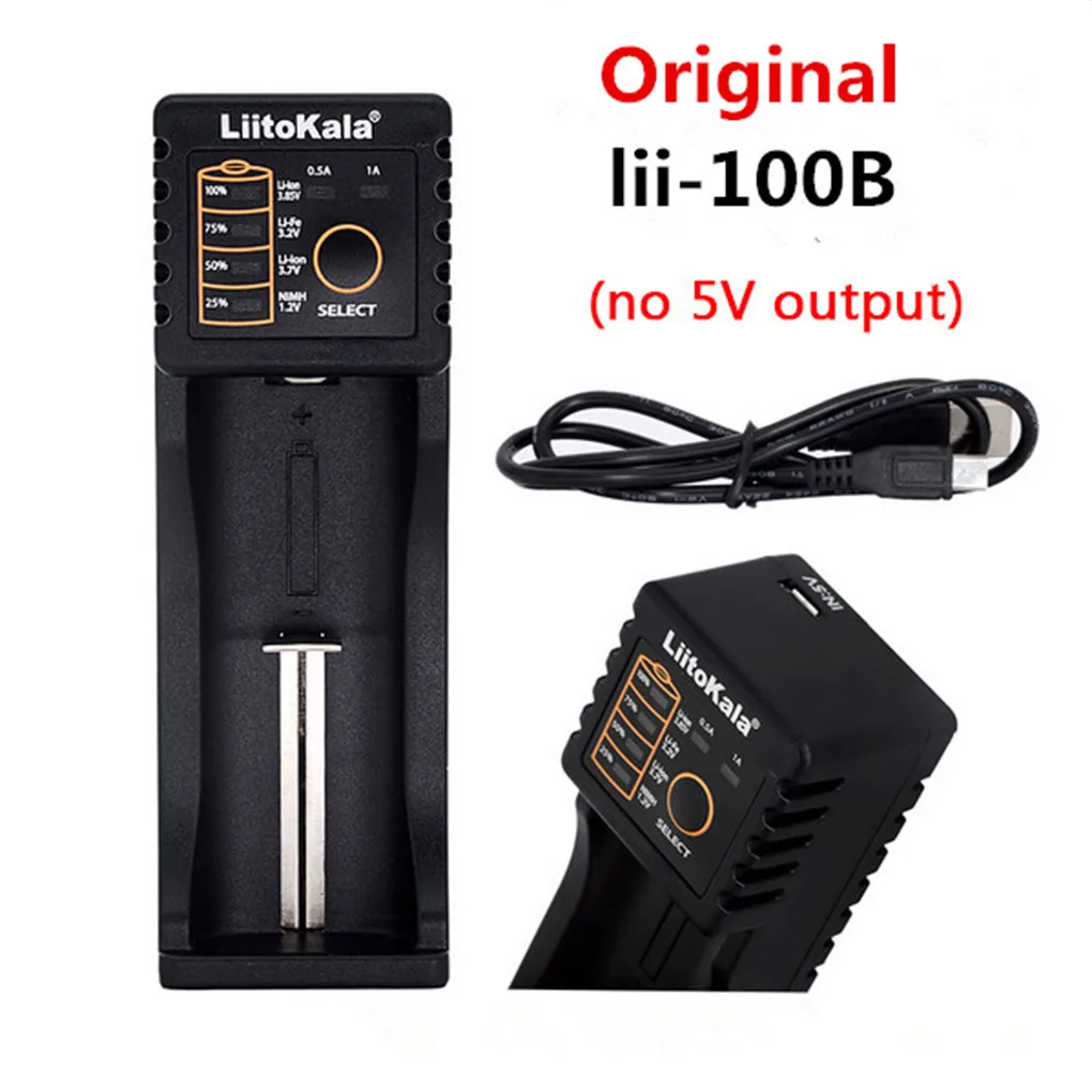 Черный Liitokala Lii-100B зарядное устройство для 18650 26650 4,35 V/3,2 V/3,7 V/1,2 V Rechareable батареи(без 5V выхода - Цвет: Черный