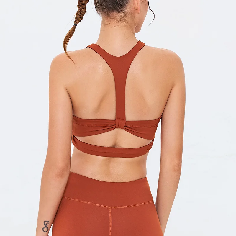 Sports Top Vest Beauty Back Sport Bra Top Shock-Proof Gathering High-Intensity Sport Yoga Underwear Sexy V-neck Fitness Bra