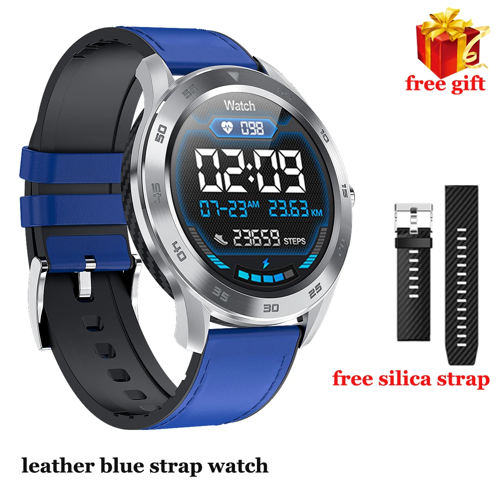DT98 мужские умные часы IP68 Smartwatch ECG фитнес-трекер для измерения сердечного ритма полный сенсорный бизнес умные часы Bluetooth Вызов наручные часы - Цвет: leathe blue