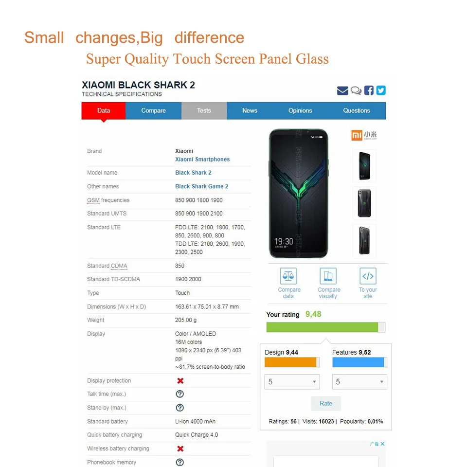 Для Xiaomi Black Shark 2 Сенсорная панель переднего внешнего стекла объектив для Xiaomi Black Shark 2 переднее стекло замена сенсорного экрана