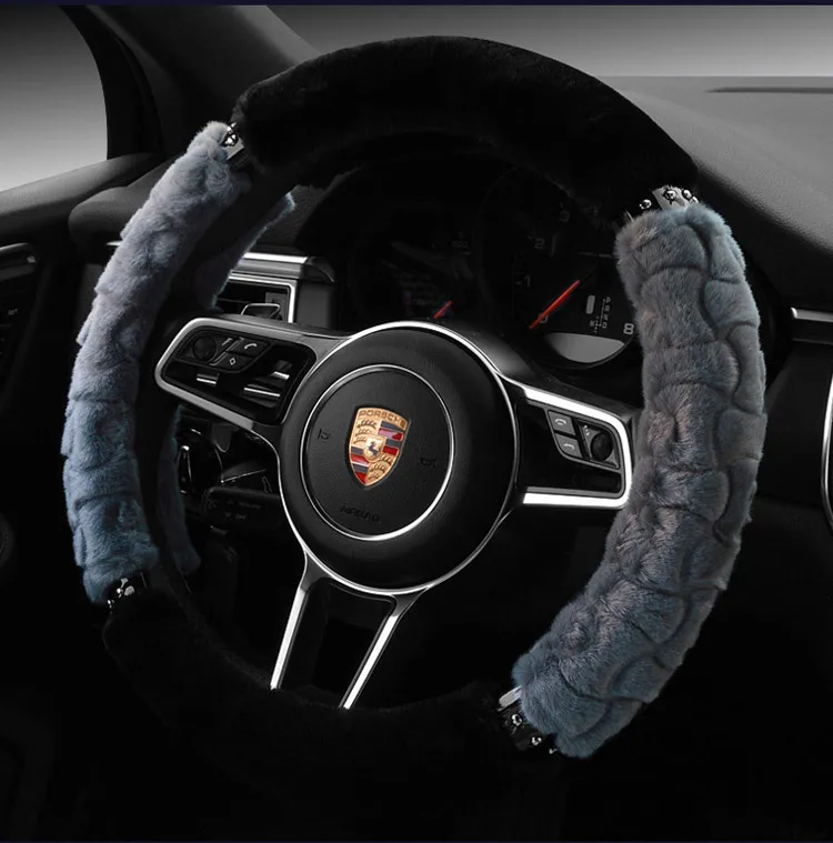 Чехол на руль зимняя короткая плюшевая автомобильная ручка средний размер 38 см