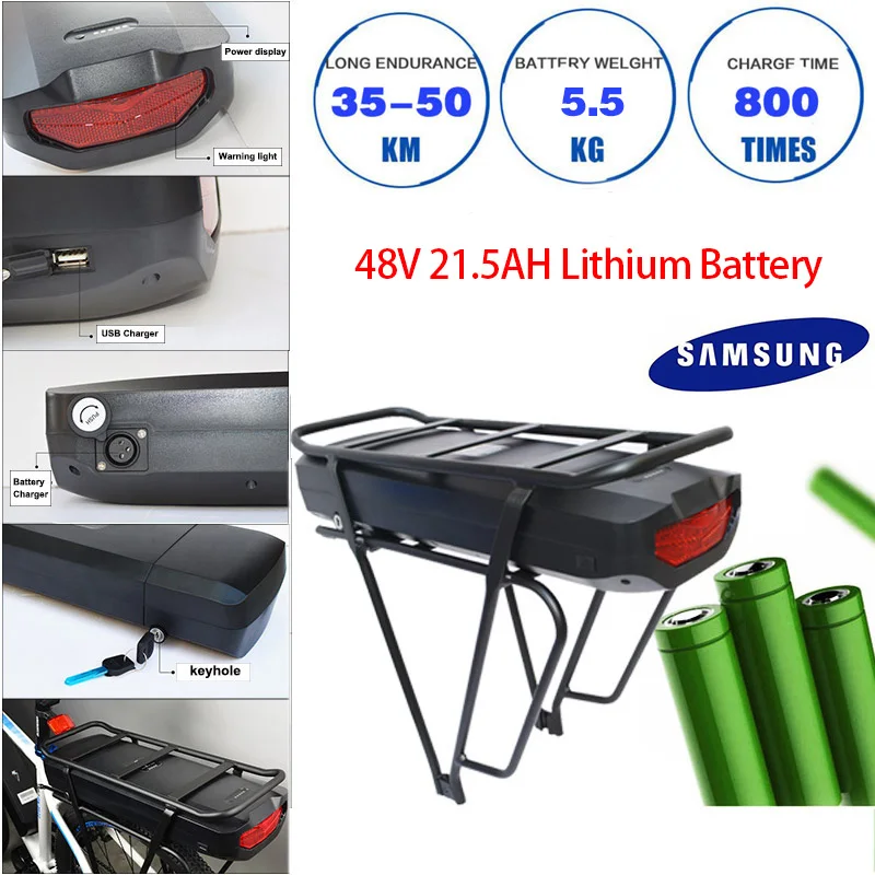 48V21.5ahBattery SAM 48 в 1000 Вт электрическое преобразование велосипедов Комплект 21,5 Ач задняя часть электровелосипеда стойка батарея задний Электрический мотор колеса комплект Электрический велосипед Bicicleta - Цвет: 48V21.5ahBattery SAM