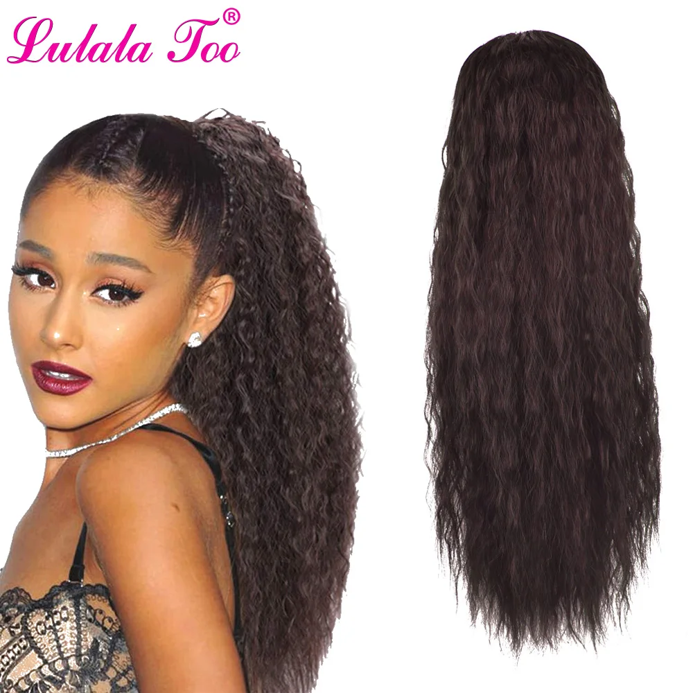 

Long Curly Drawstring Ponytail Wig For Women 24inch Clip in Natural Synthetic Pony tail Extension For Womens
