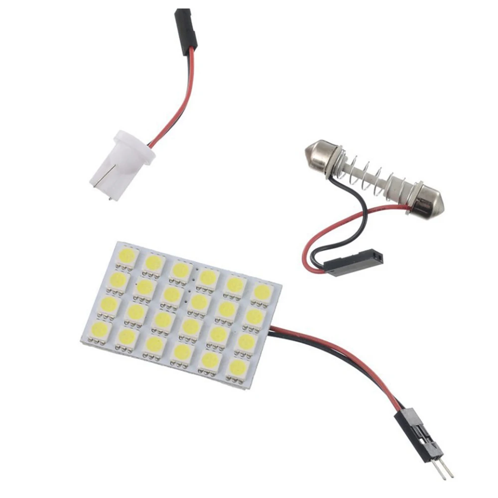 

LED Auto Dome Panel Light Car Interior Reading Lamp Roof Bulb With T10 W5W C5W Festoon 2 Adapter Base 2PCS