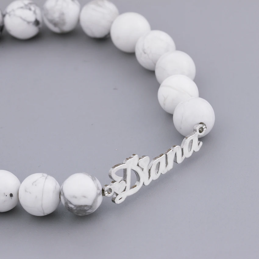 Pulseras Mujer Moda нержавеющая сталь Розовое золото Цвет персонализированные белые бусины имя браслеты для женщин BFF пользовательские ювелирные изделия