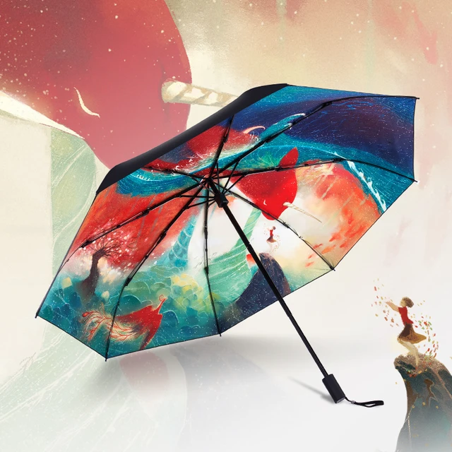 YamYamdan Five Nights at Freddy's Large Men and Women Rain and Rain  Dual-use Folding Simple Wind and Rain Travel Umbrella (Color : A08, Size :  Onesize) : : Fashion