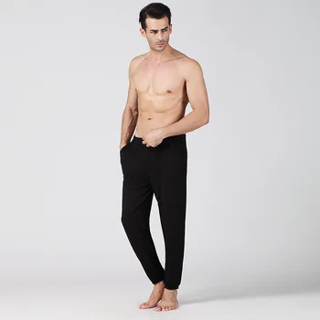 

Black Comfort Flex Waistband Pijama Hombre Bamboo Fiber Mens Pyjama Bottoms Summer Thin Underwear Men Pants Sleepwear 3XL Male