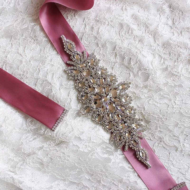 Handmade Bridal Sash Wide Belts Crystal Bridal Belt Ribbon Rhinestone Czech Stone Jewelry Dress Waistband Wedding Accessories