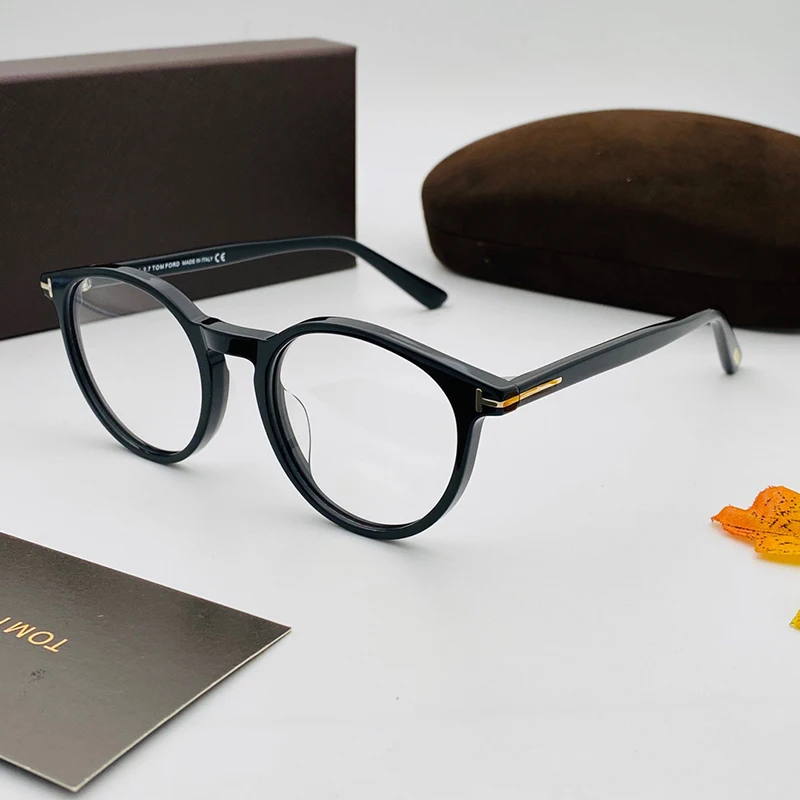 Tom for Optical Eyeglasses Frames Forde Fashion Round Acetate Women Men Reading Myopia Prescription TF5524 EyeGlasses With Case