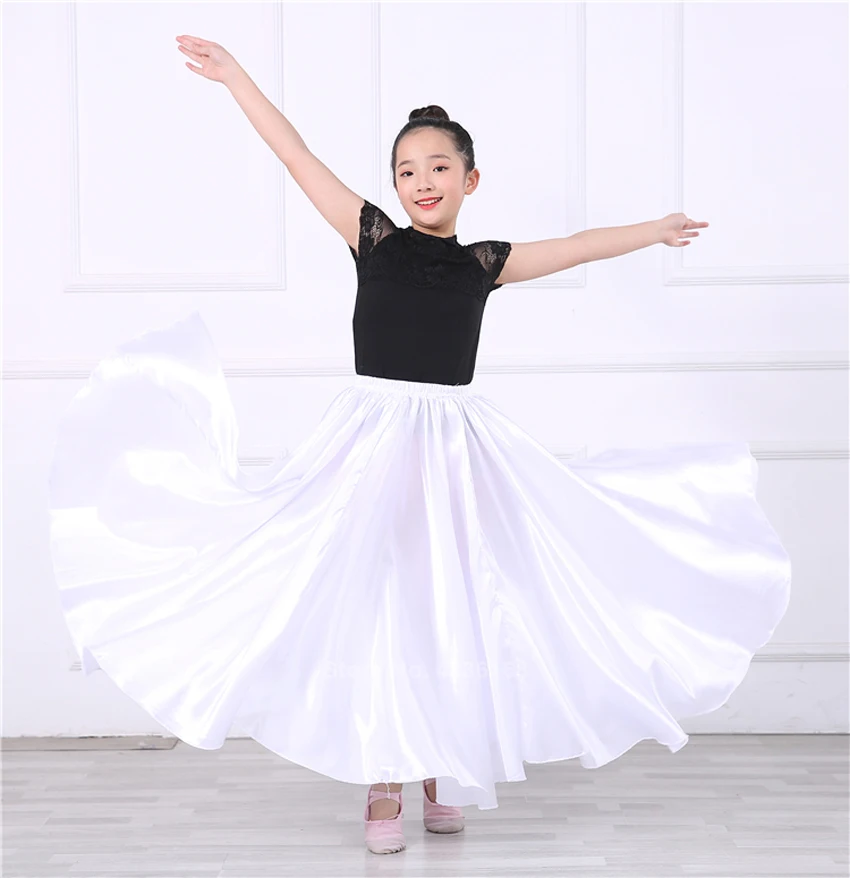 Детская испанская коррида фестиваль качели Фламенко юбка для индийского беллиданса, цыганские гладкая атласная однотонная женская классическая обувь для сцены, одежда для танцевального зала Костюмы
