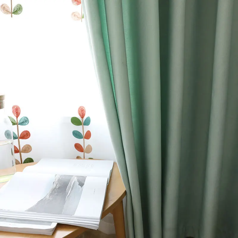 

Simple Modern Plain Engineering Curtains for Living Room Bedroom Curtain Fabric Thick Cotton Linen Shade Velvet Linen Curtain
