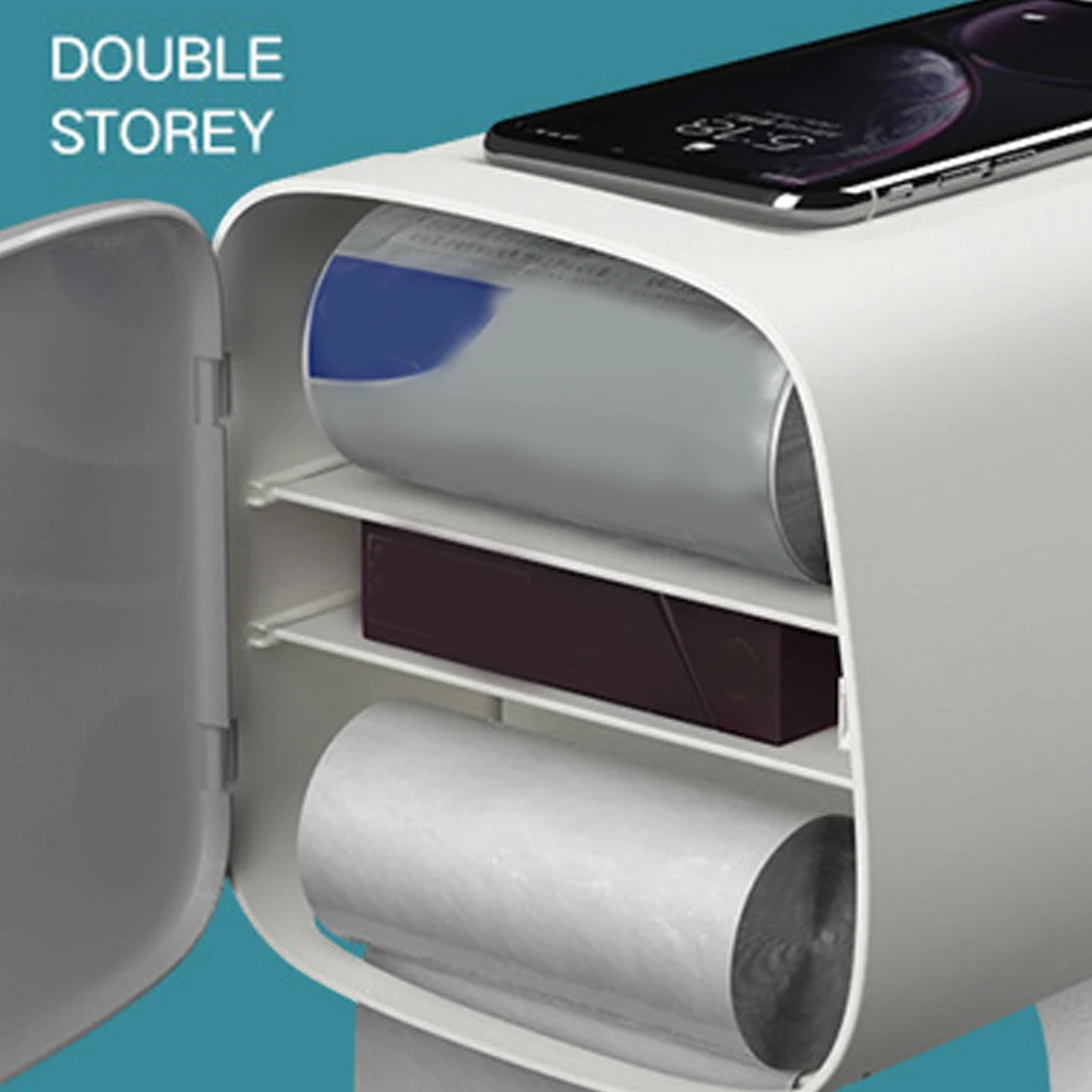 Держатель для туалетной бумаги без перфоратора, ванная комната, коробка для хранения салфеток, двухслойная коробка для туалетной бумаги, держатель для бумажной башни, рулон, бумажный органайзер, полка