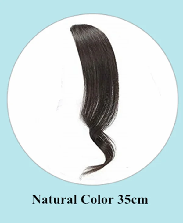 Natural Color 35cm 2 шт волнистые боковые челки бразильские настоящие человеческие волосы на заколках с челкой, накладные волосы с бахромой, натуральные Сменные шиньоны, не Реми - Цвет: Natural Color 35cm
