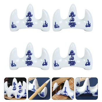

4pcs White Procelain Chinese Pen Holder Pen Rest Painting Rack Brush Rack for Study Calligraphy Painting