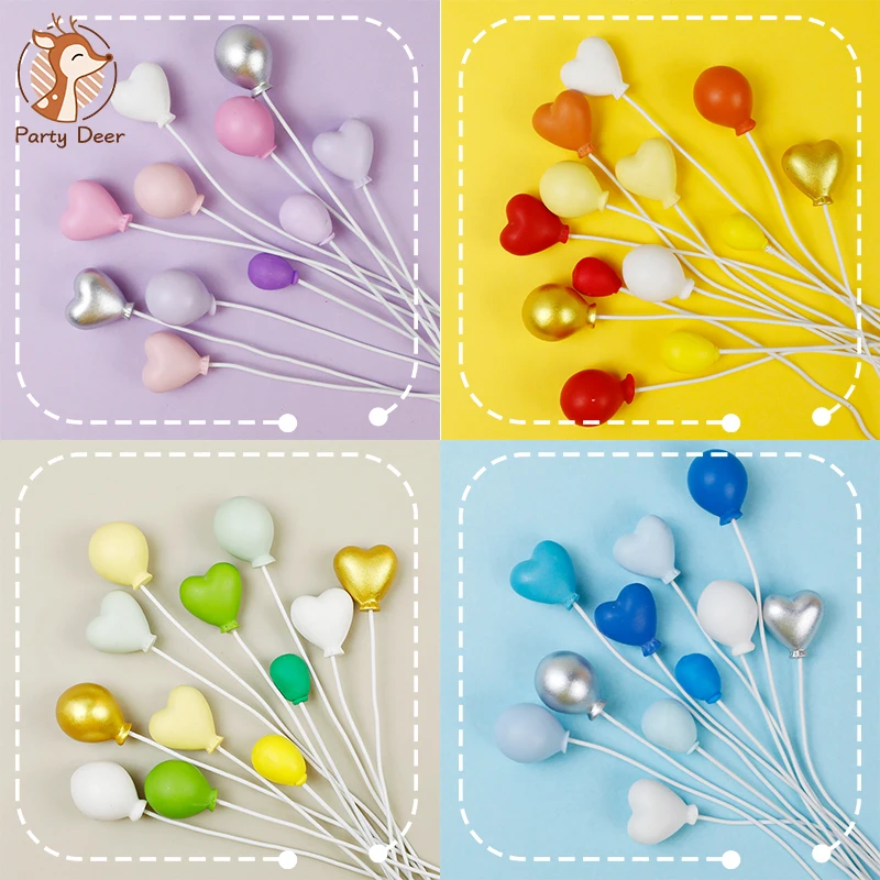 

Cake decoration plug-in high-grade gold silver yellow blue purple pink ball love cake furnishings baking round ball Cake Topper