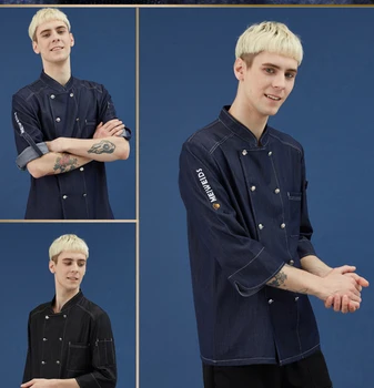 

Free Logo Embroidery High Quality Chef Jacke Long Sleeves Restaurant Uniform Clinic Cowboy Men Bakery Cook Categories Kitchen