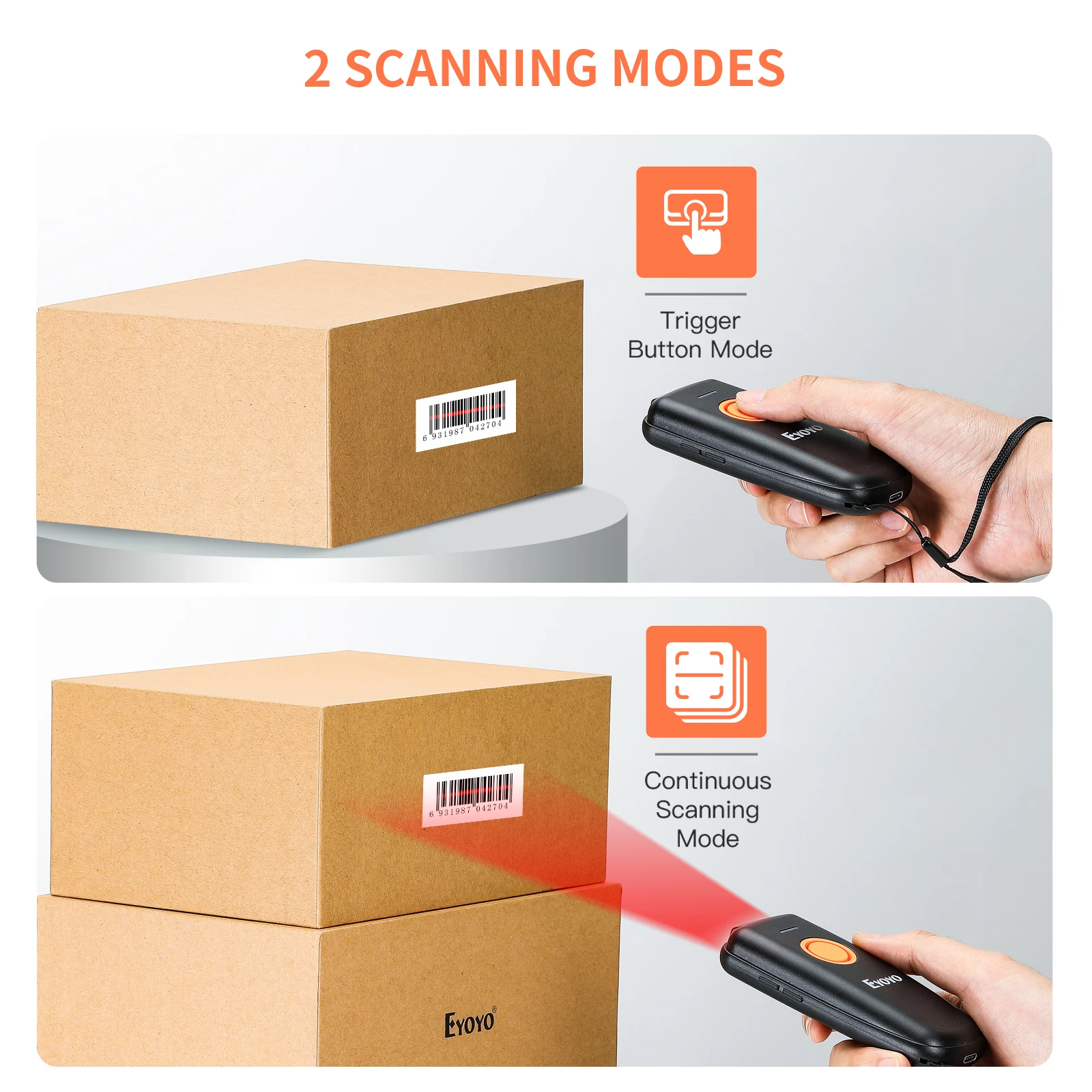 EYOYO EY-023L Mini Barcode Scanner 1D 2.4G Wireless Bar Code Scanner For Android IOS Windows Bluetooth Laser Reader