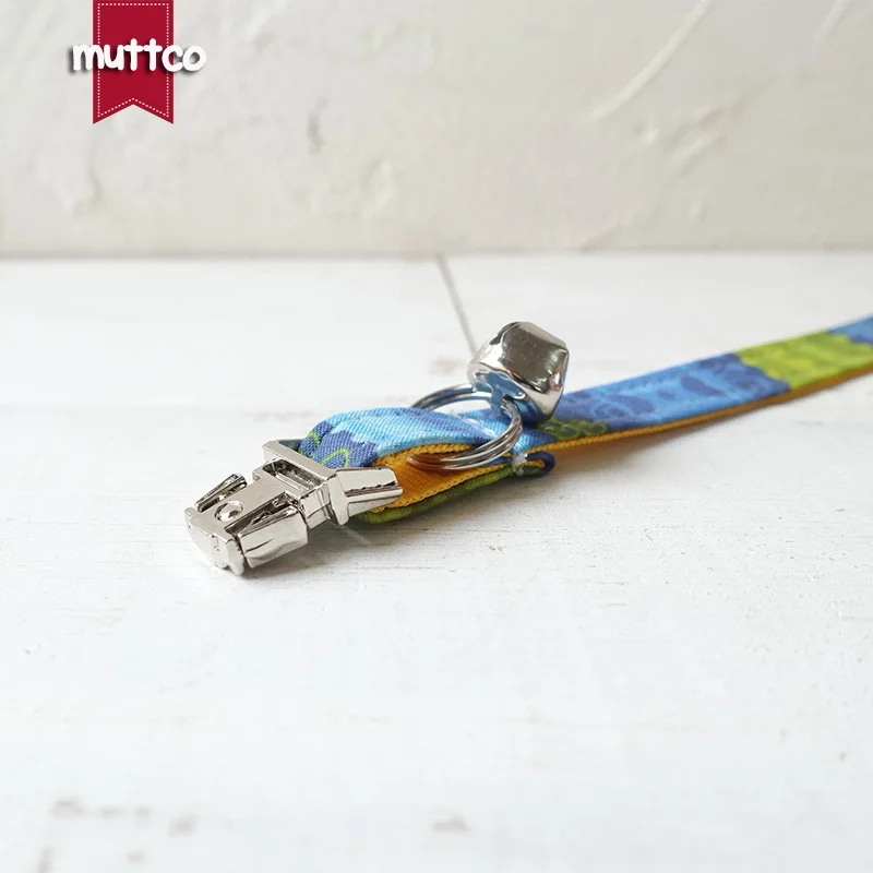 MUTTCO retailing handmade engraved metal buckle cat collar THE FOLK YELLOW cat collar 2 sizes UCC024