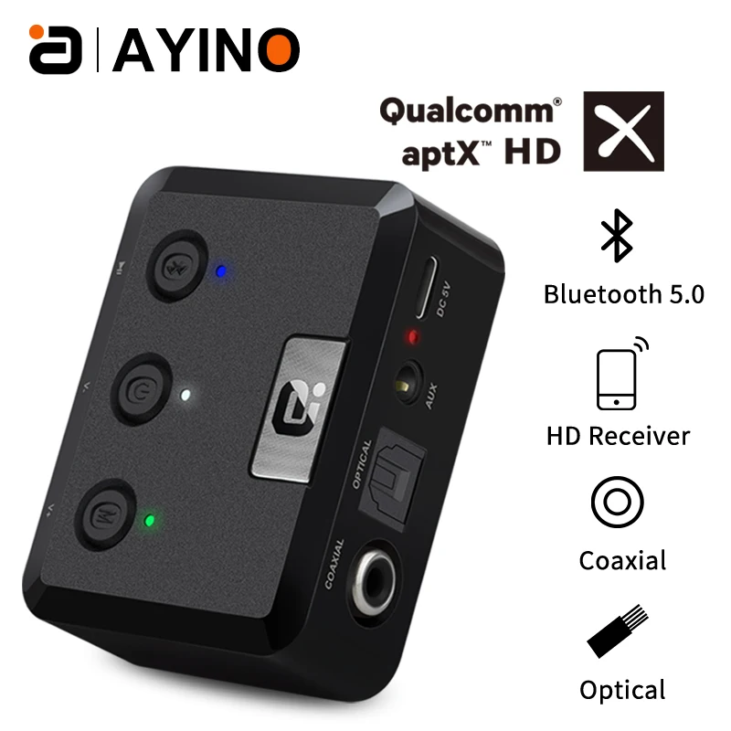 

Wireless Bluetooth 5.0 HD Audio Receiver aptX HD ll Optical Coaxial 3.5mm Aux Music Receiver Adapter for Car Speakers MR235PRO