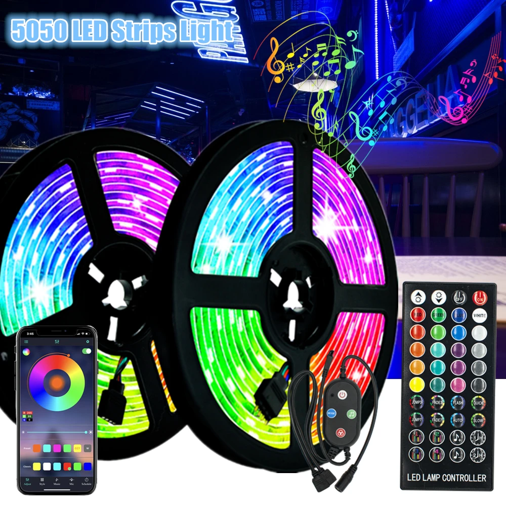 

Sound Sensing Led Strips Light 5050 Waterproof Decoration Ribbon Night lighting Infrared Remote Control Flexible Background Lamp