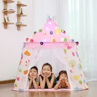 Kid Teepee Tent House For Game Room Decor Kids Outdoor Game Summer Children's Tent Princess Castle Tent  Portable Foldable Gifts 1