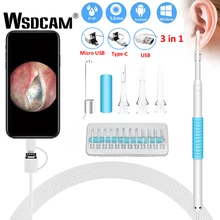 W czyszczenie uszu endoskop USB wizualna łopatka do uszu 5.5mm 0.3MP Mini kamera Android PC patyczek do uszu otoskop boroskop narzędzie opieki zdrowotnej