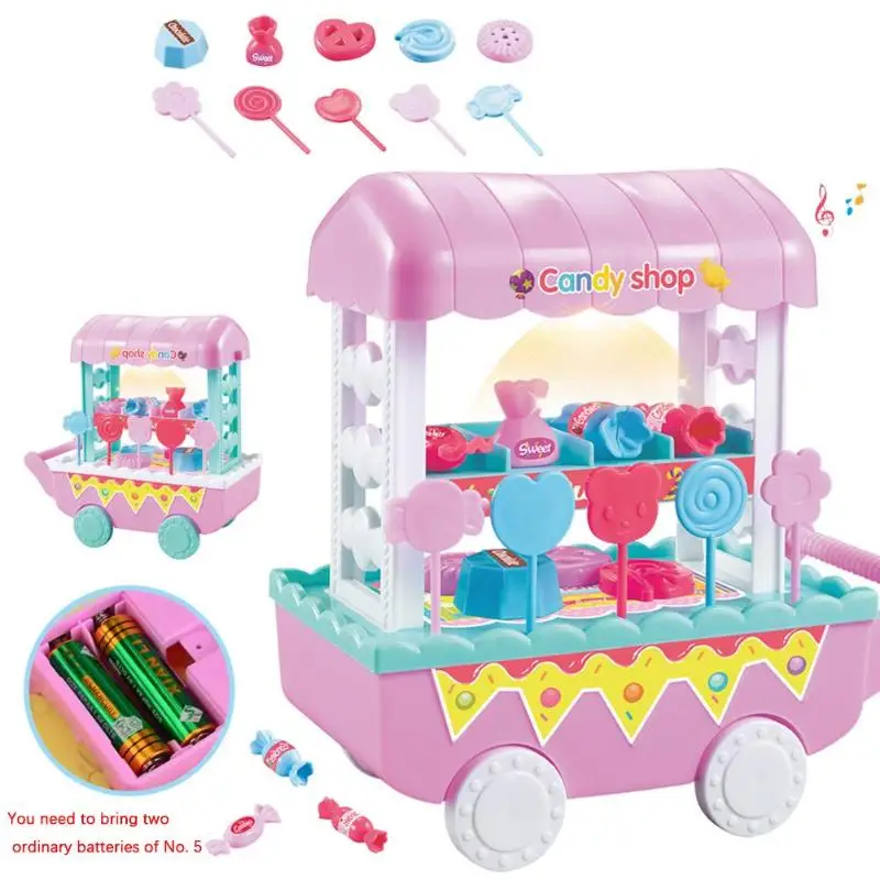 19pcs/set Kids Plastic Fruit Candy Vegetables Food Cart Toys for Children Pretend Play Cart Toys Set Kid Christmas Birthday Gift