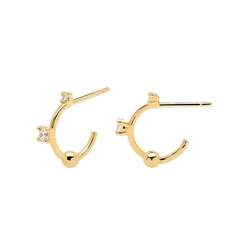

LOZRUNVE Original Dainty Jewelry Pave CZ Screw Half Open Hoop Earring Silver 925
