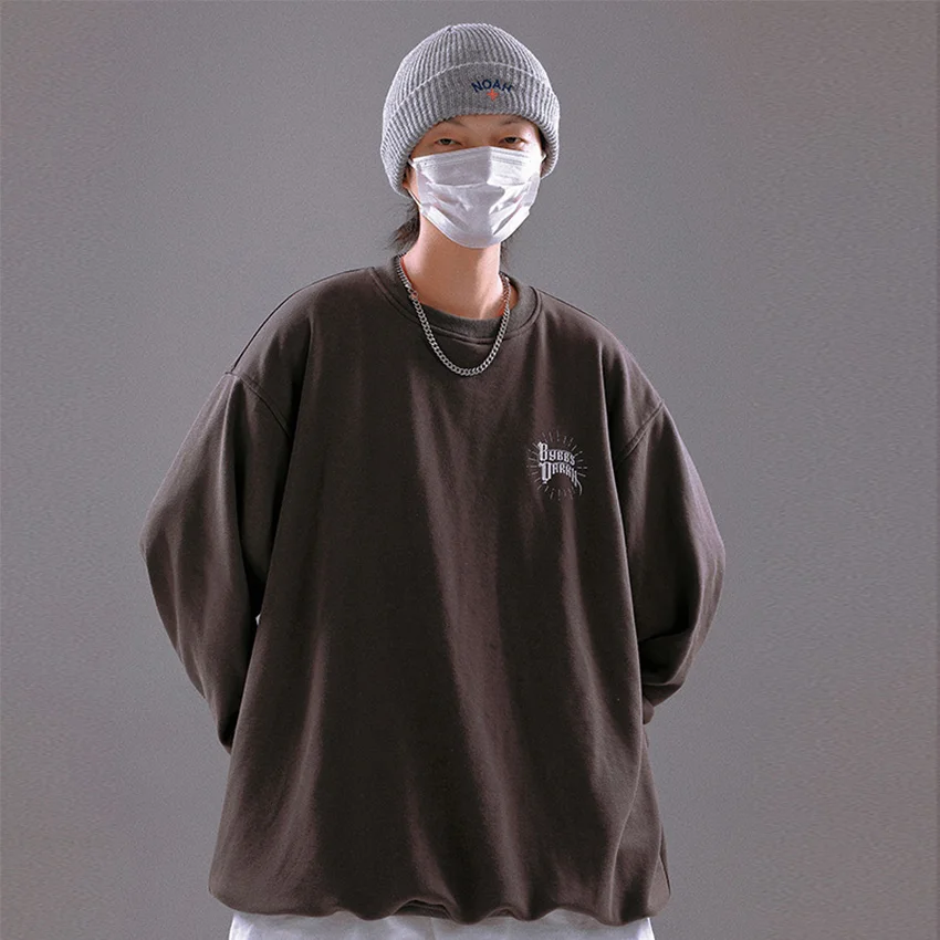 Лидер продаж мужские свободные винтажные Топы в стиле панк с круглым вырезом и