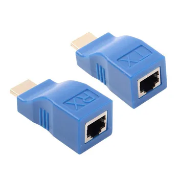 

HDMI Extender 4k RJ45 Ports LAN Network HDMI Extension Up To 30m Over CAT5e / 6 UTP LAN Ethernet Cable For HDTV HDPC 1 Pair