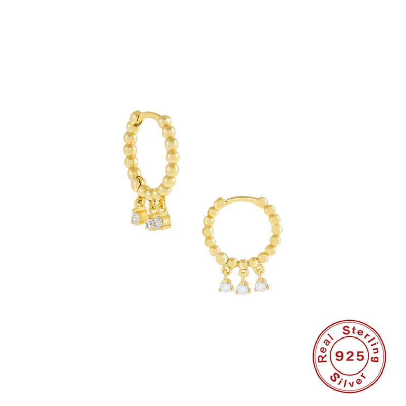 

Aide 925 Sterling Silver Luxury Sparkling Zircon Hanging Hoop Earrings For Woman Party Engagement Gift Body Jewelry Accessories