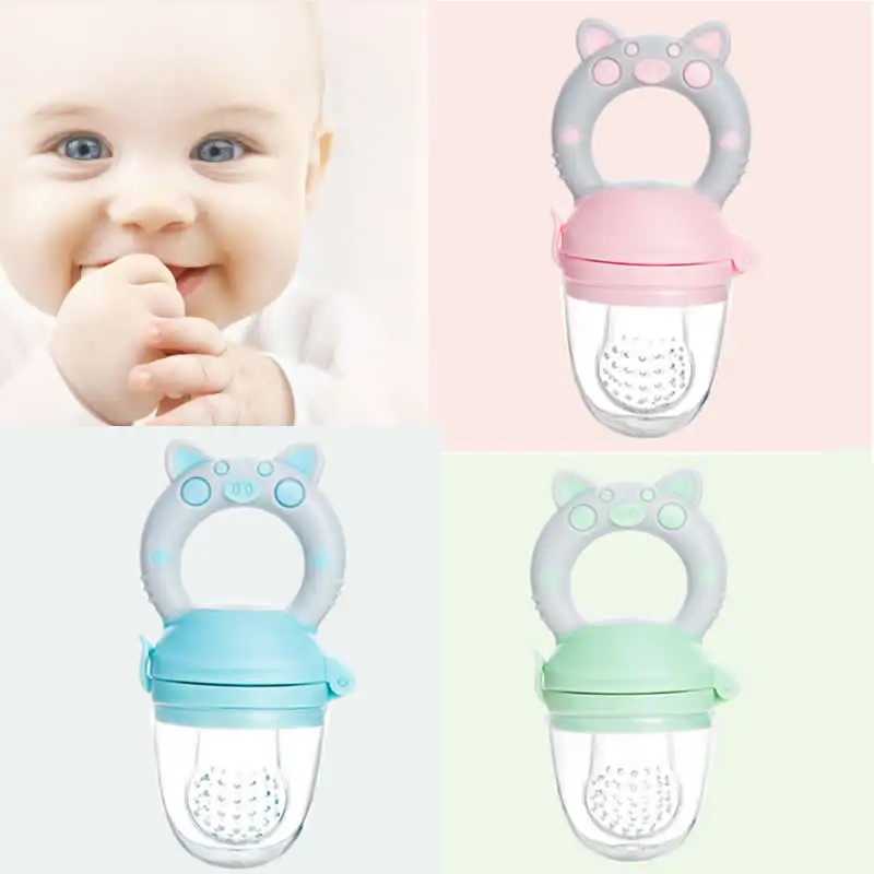 

1PC Baby Silicone Fruit Vegetable Nippler Cartoon Pig Feeding Pacifier Trainning Pacifier Bit Feeder Teether Chew Toys 3 Size