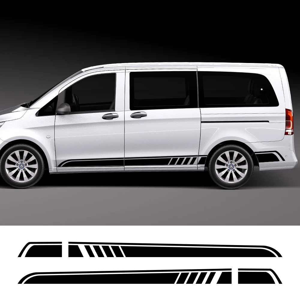 2 шт./лот автомобильная дверь боковая юбка полосатые наклейки для Mercedes Benz Vito Viano